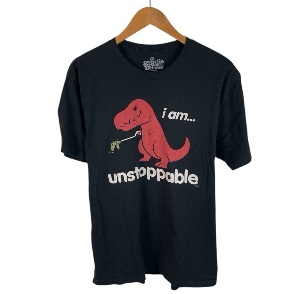 TS210 Men’s Goodie two sleeves I am Unstoppable T Rex Dinosaur T Shirt L
